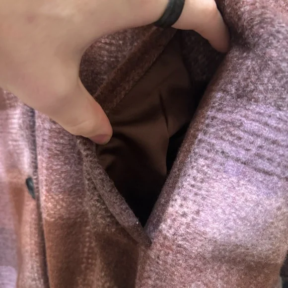 NWT! Lucky Brand Rust and Pink Plaid Brushed Fleece Shacket, Size XL - Picture 5 of 15